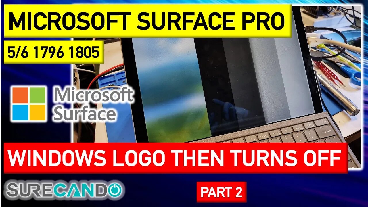 Microsoft Surface Pro 5_6 1796 Windows Logo then turn off. Logo Flash On Off. No post. Part 2