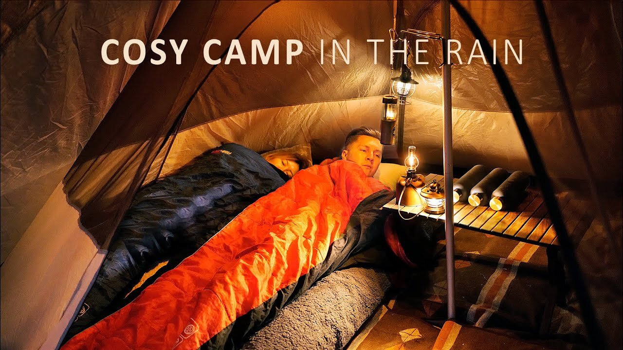 Cosy Camping In Rain, Sun And Wind [ Relax, Eat, Sleep In Tipi Tent, ASMR ]