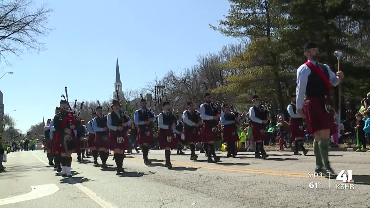 Thousands flock to Brookside for St. Patrick's Day parade, KU basketball