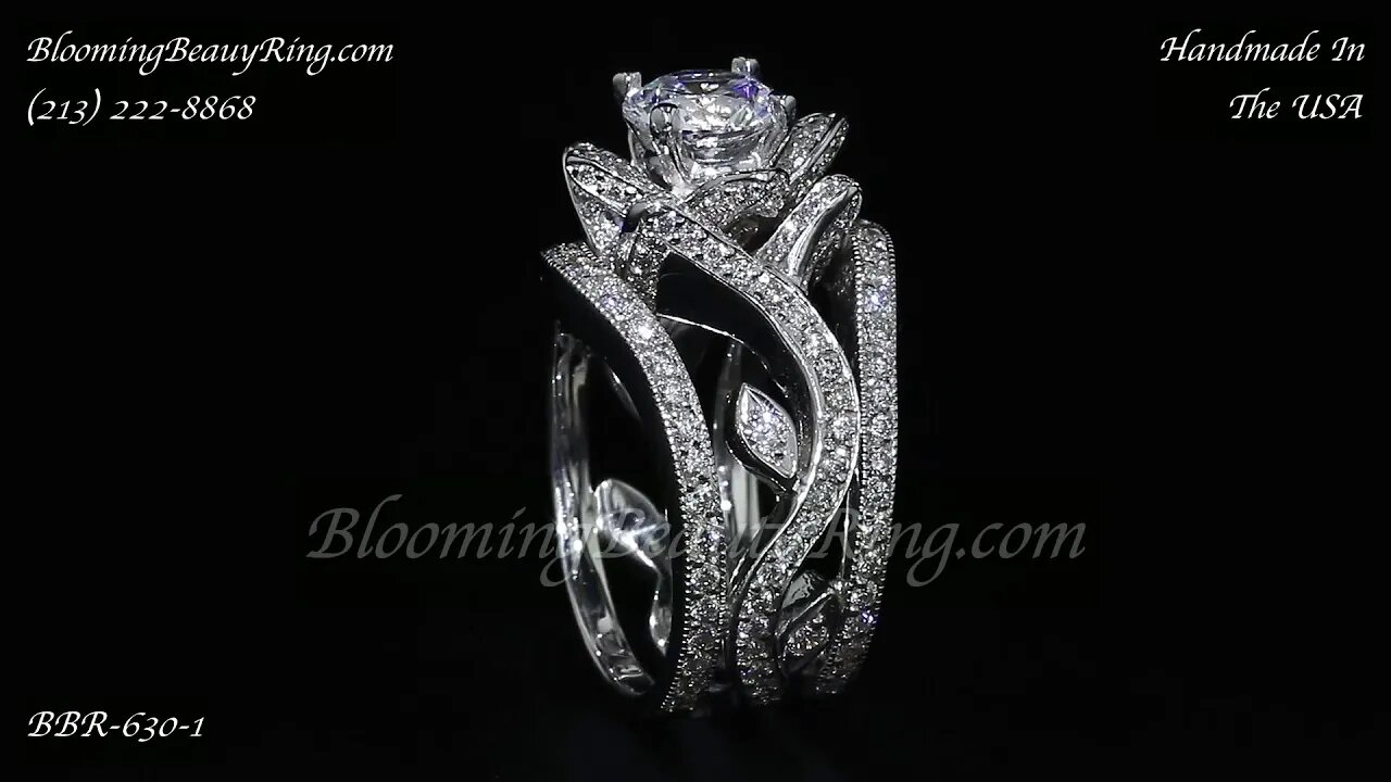 BBR-630-1 Lotus Swan Double Band Flower Ring Small Version