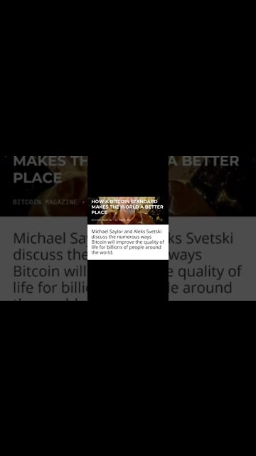 HOW A BITCOIN STANDARD MAKES THE WORLD A BETTER PLACE #cryptomash @aantonop @CoinBureau