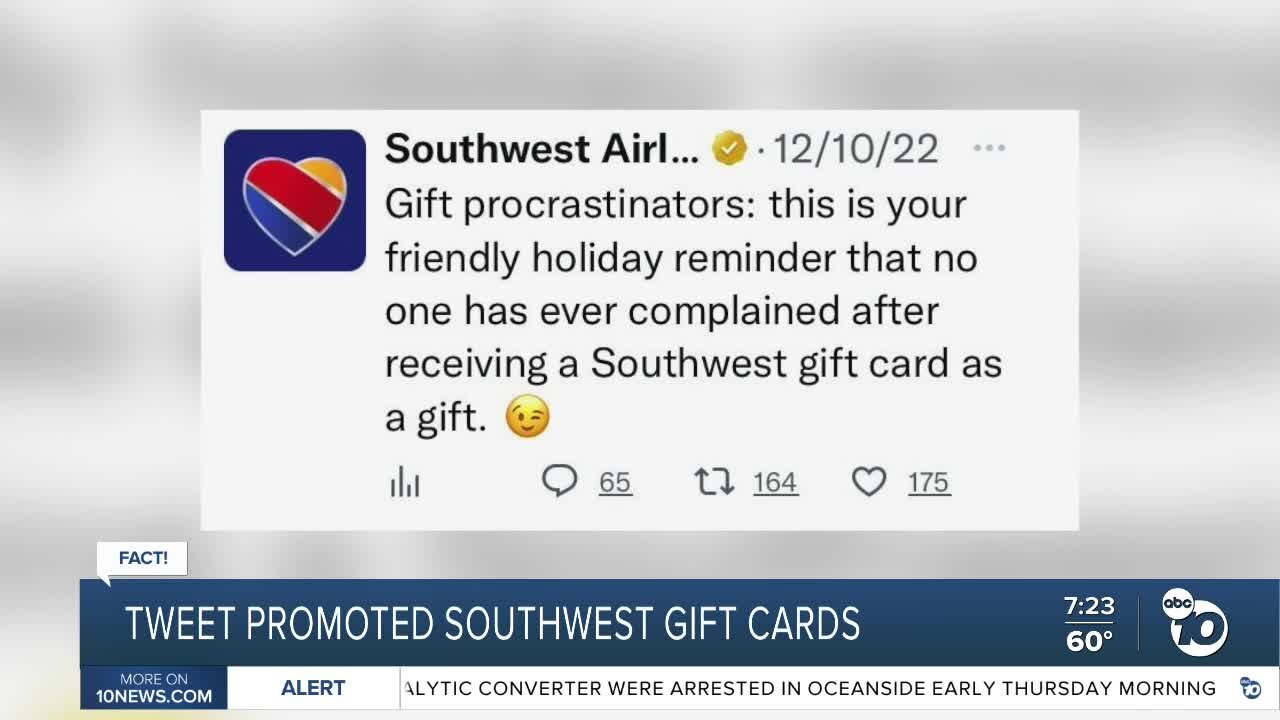 Fact or Fiction: Tweet promoted Southwest Airlines gift cards?