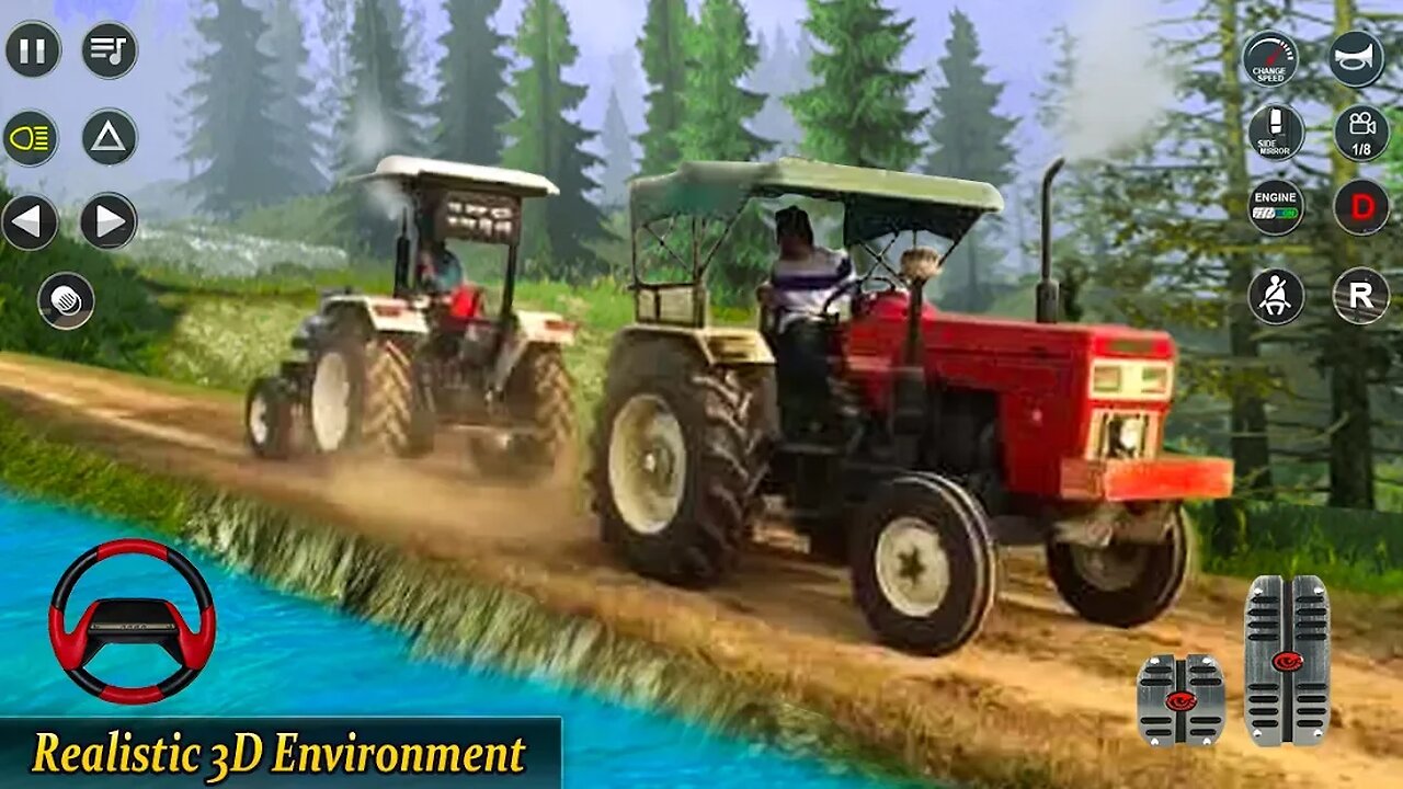 Pull Tractor and start the engine, then you have to attach your tractor with trolley #part2