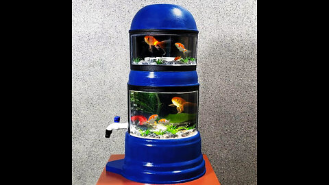 The best recycling ideas! Turn broken gravity water purifier into beautiful aquarium