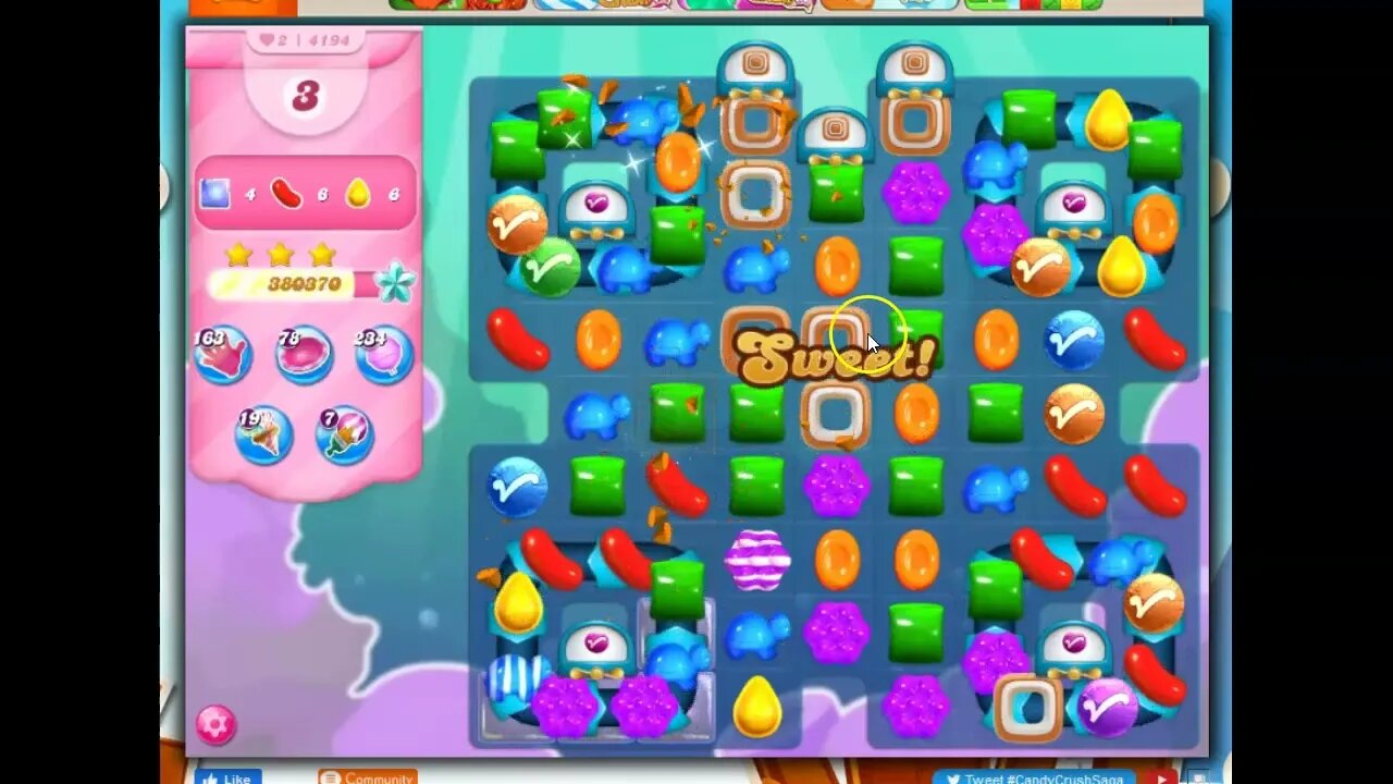 Candy Crush Level 4194 Talkthrough, 21 Moves 0 Boosters