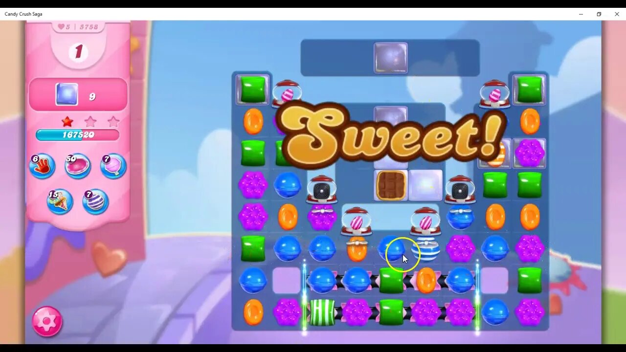 Candy Crush Level 5758 Talkthrough, 25 Moves 0 Boosters