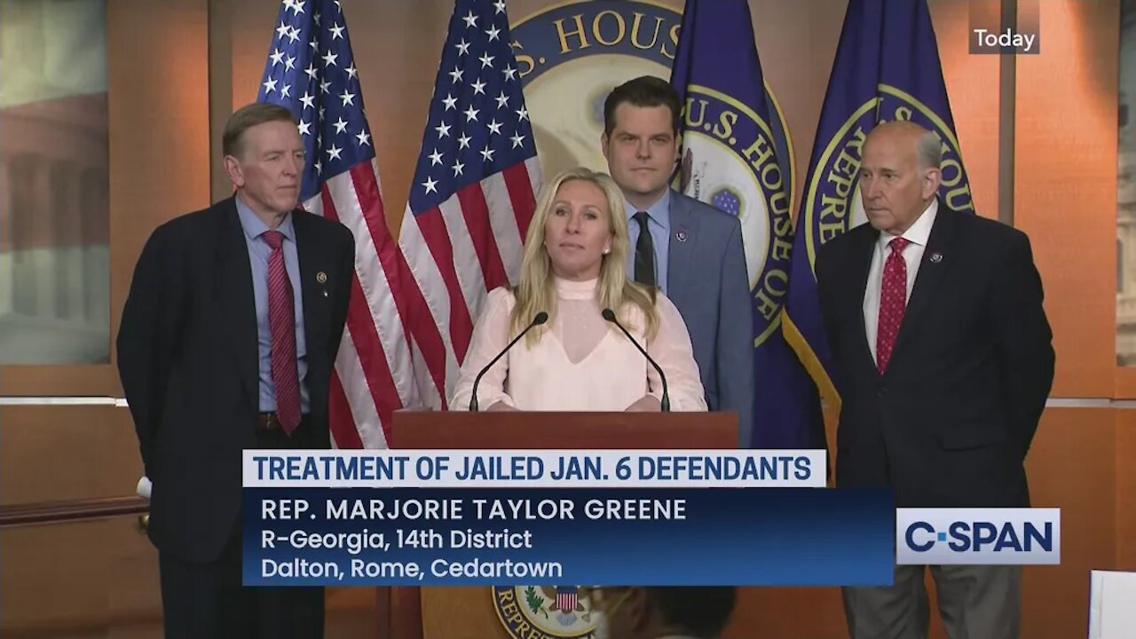 Representative Marjorie Taylor Greene News Conference on January 6 Defendants