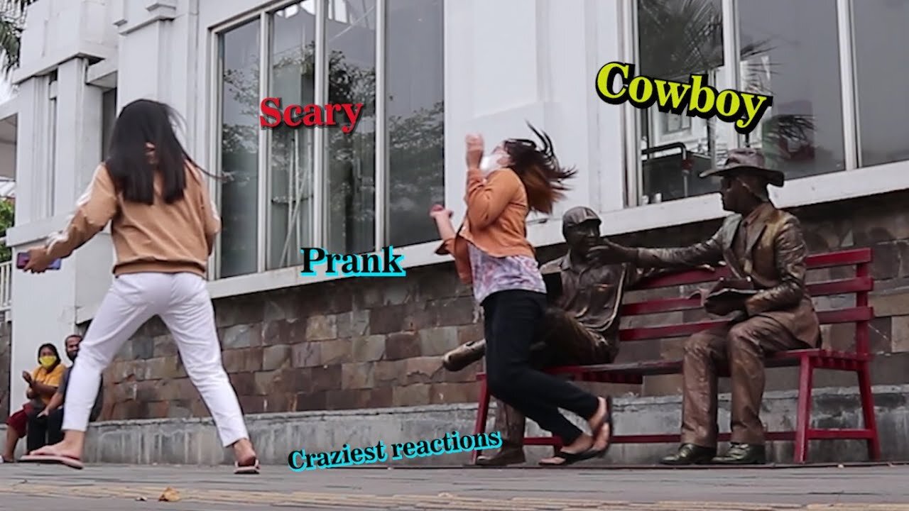 Cowboy prank. Awesome reactions. #koboi lelucon #cowboy_prank.#prank #mahdi_fun #living_statue_prank