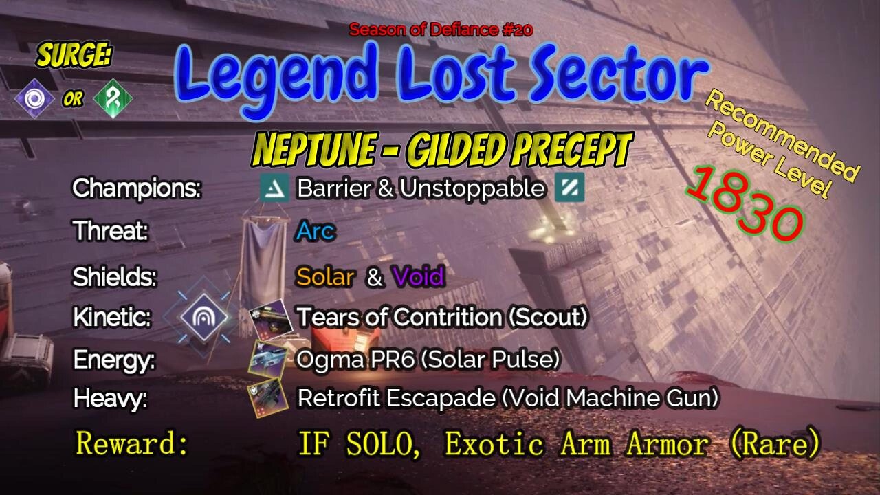 Destiny 2 Legend Lost Sector: Neptune - Gilded Precept on my Titan 4-15-23