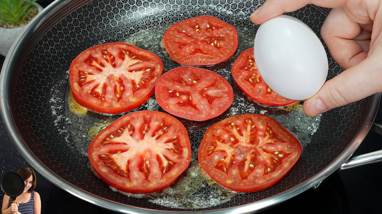 3 eggs with 1 tomato! Quick breakfast in 5 minutes. Simple and delicious recipe. ASMR