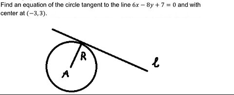 Find an equation of the circle tangent to the line 6x-8y+7=0 and with center (-3;3)