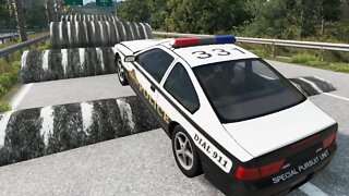 Police Car vs Speed Bumps (Breakers) | 36 | BeamNG | Crash Cars Games 2022