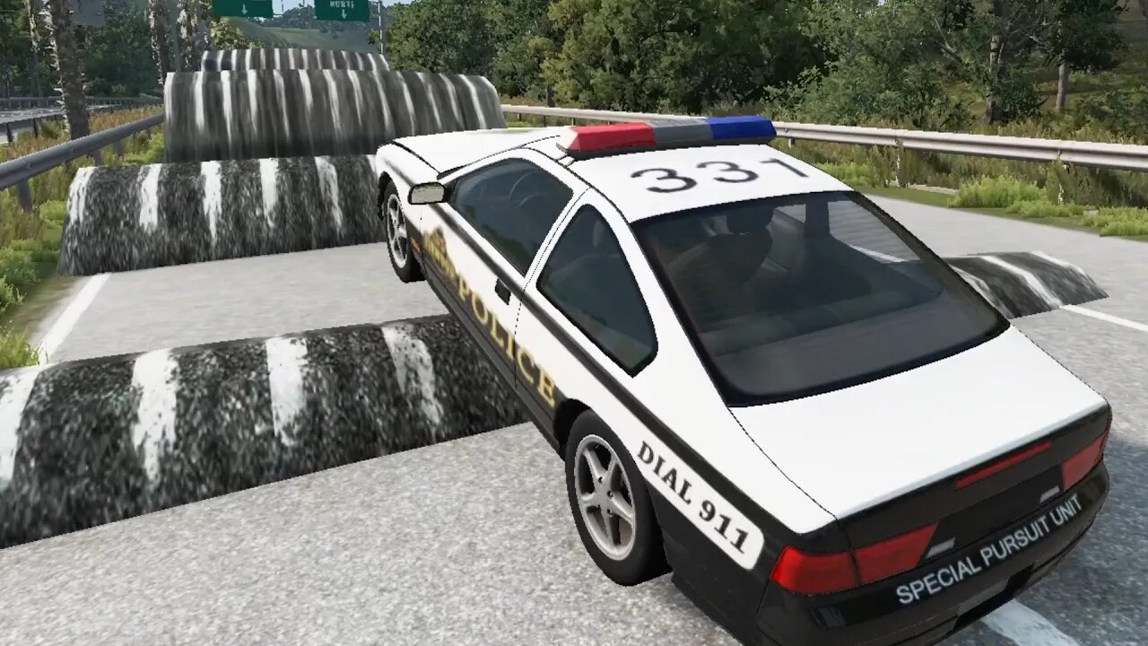 Police Car vs Speed Bumps (Breakers) | 36 | BeamNG | Crash Cars Games 2022