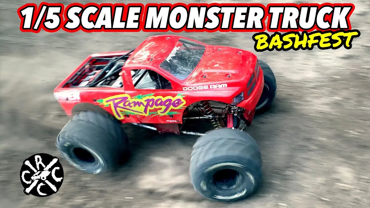 1/5th Scale Monster Truck Bashes Backyard Track - Primal RC