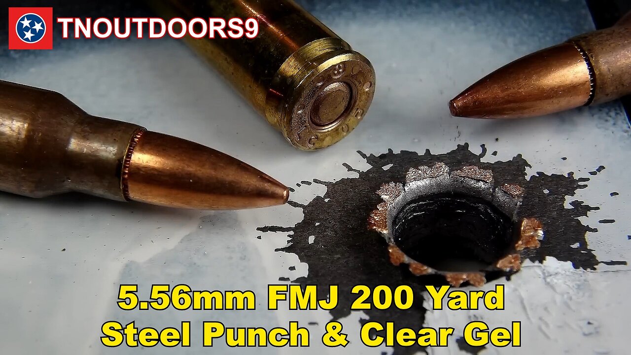 5.56mm FMJ 200 Yards Steel and Clear Gel Penetration Test