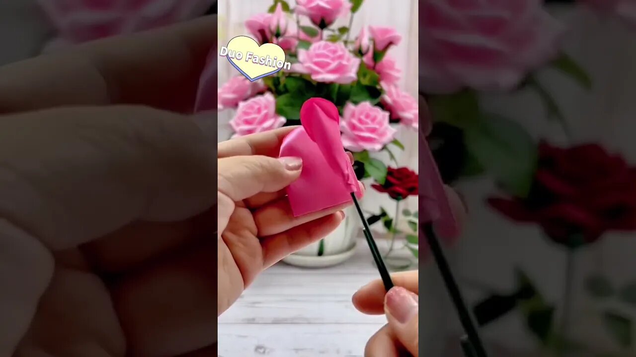 Handmade diy ribbon Paper rose flowers#handmade #DIY #flowers #foryou #rose #gift #craft #handmade