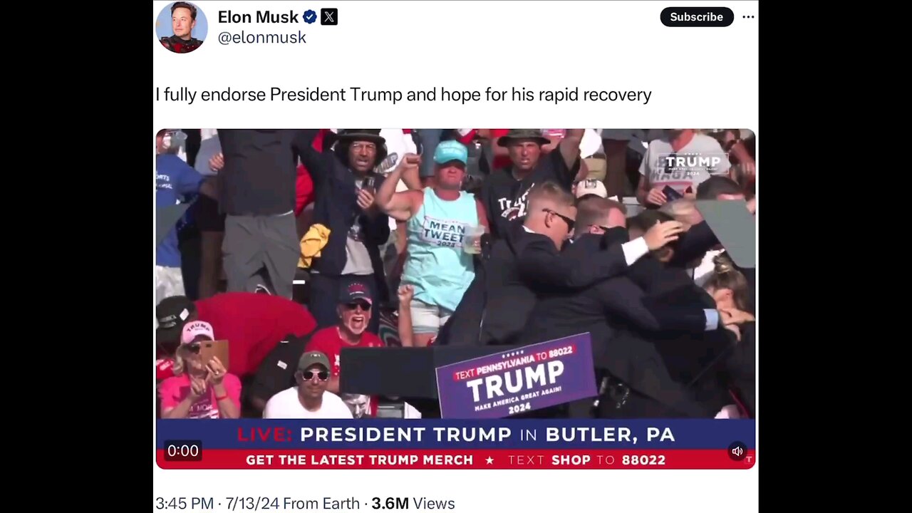 Elon Musk: I fully endorse President Trump and hope for his rapid recovery. (See Description Box)