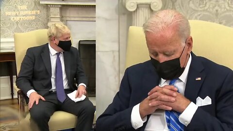 Bored Biden to Johnson: "I've got to tell you a quick story that has nothing to do with anything."