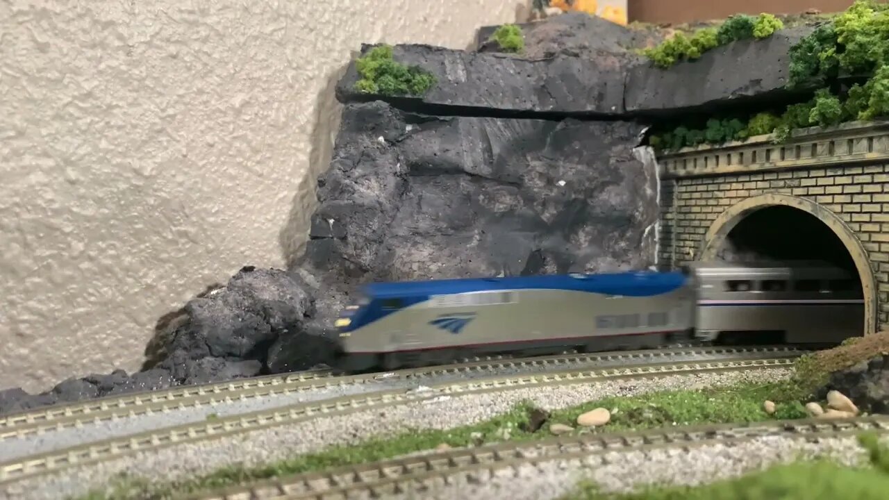 N scale Kato Amtrak train flys by