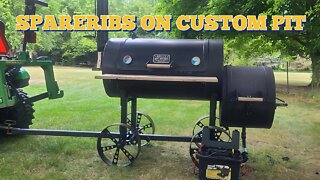 Smoking Spareribs Live On A Homemade Custom Offset Smoker