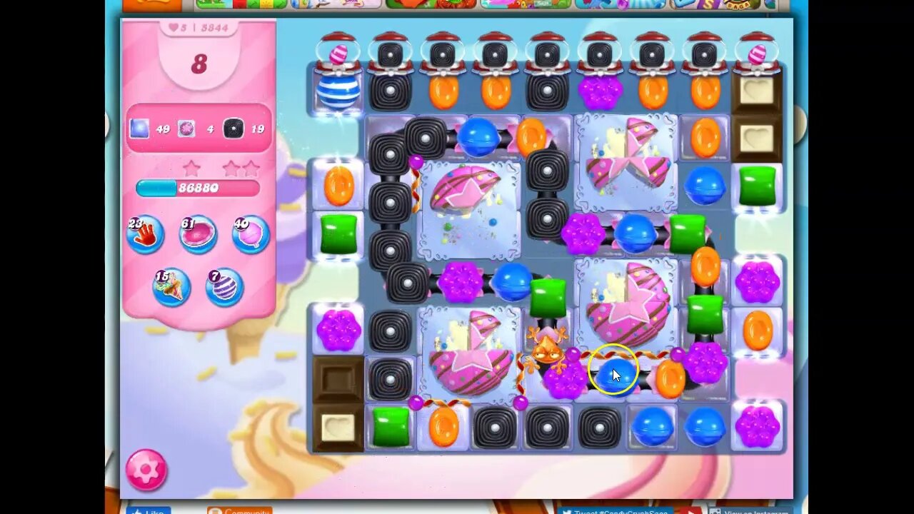 Candy Crush Level 5844 Talkthrough, 18 Moves 0 Boosters