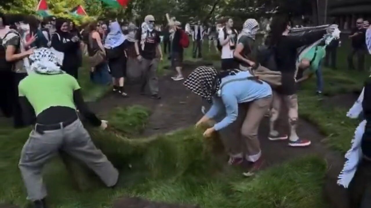 New School Year, Same Pro-Hamas Crap: Protestors Vandalizing The McGill University Lawn In Montréal