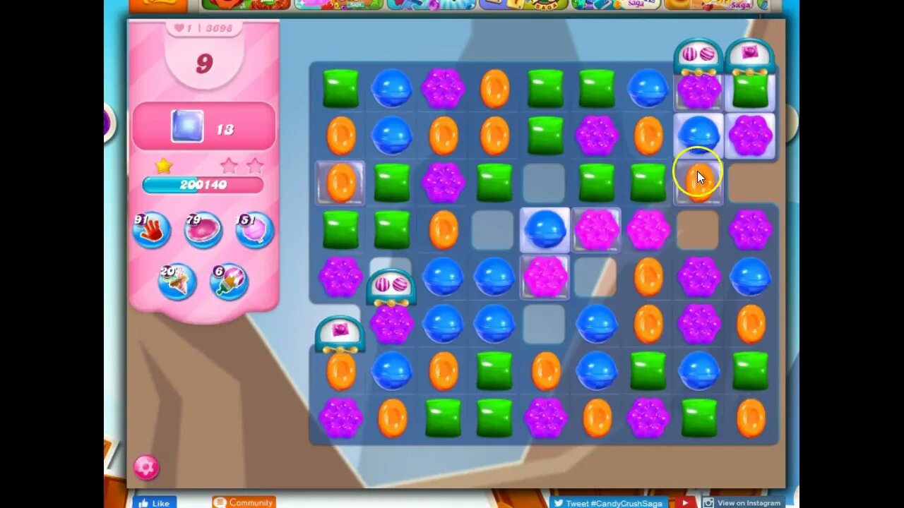 Candy Crush Level 3698 Talkthrough, 19 Moves 0 Boosters