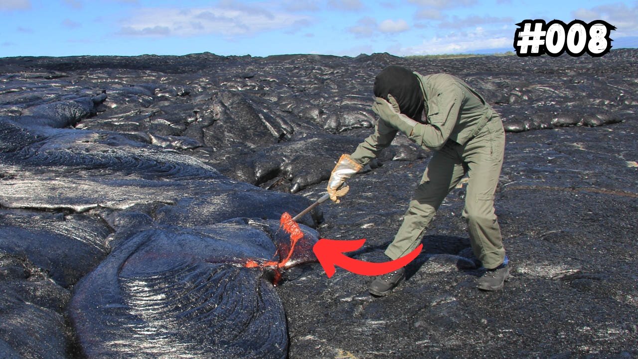 POV Of Geologists Collecting Lava