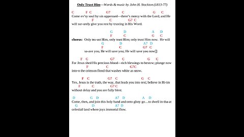 Only Trust Him - Lyrics & Chords: Key of C to D