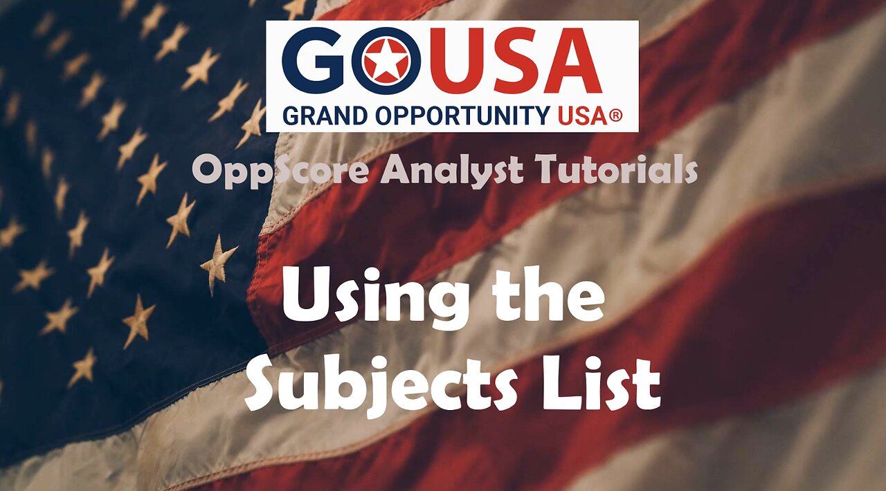 5 - Using the Subjects List