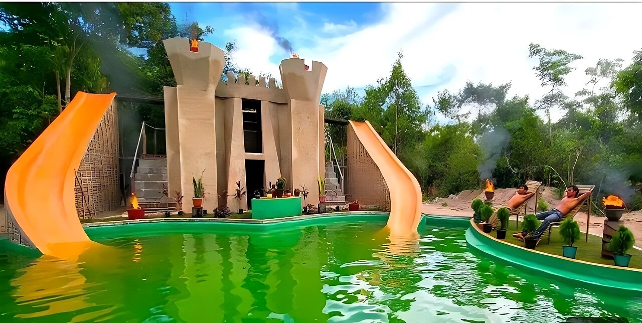 I Spent 299Days Building 1Million Dollar Villa House with Water Slide into Underground Swimming Pool