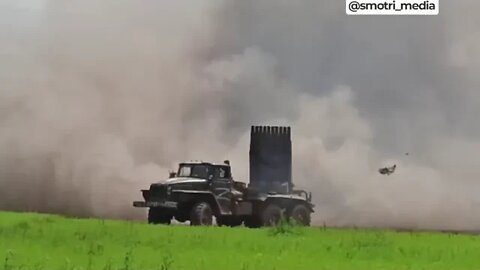 Russian BM-21 "Grad" MLRS Hammering Ukrainian Positions