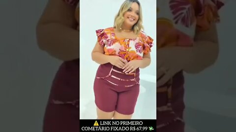 🛑 CONJUNTO FEMININO PLUS SIZE SHORT E BLUSA COM BOTÕES