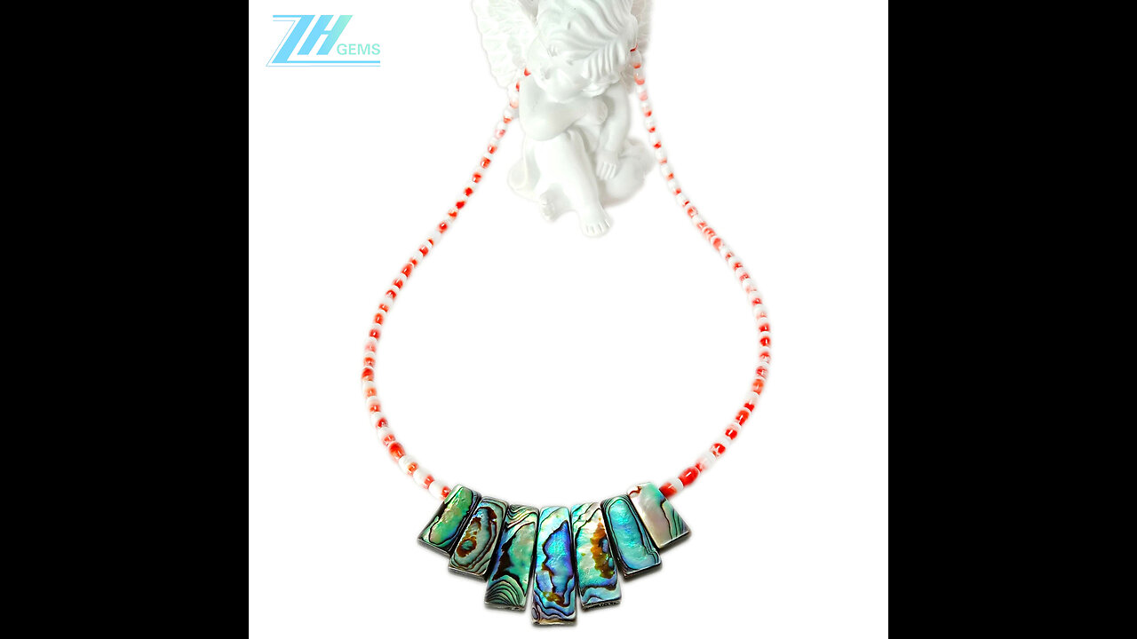 Natural turquoise abalone shell red spiny oyster choker for making Jewelry Holiday Gift