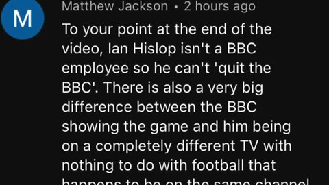 Regarding a comment left on my GARY NEVILLE with IAN HISLOP about Qatar World Cup vid