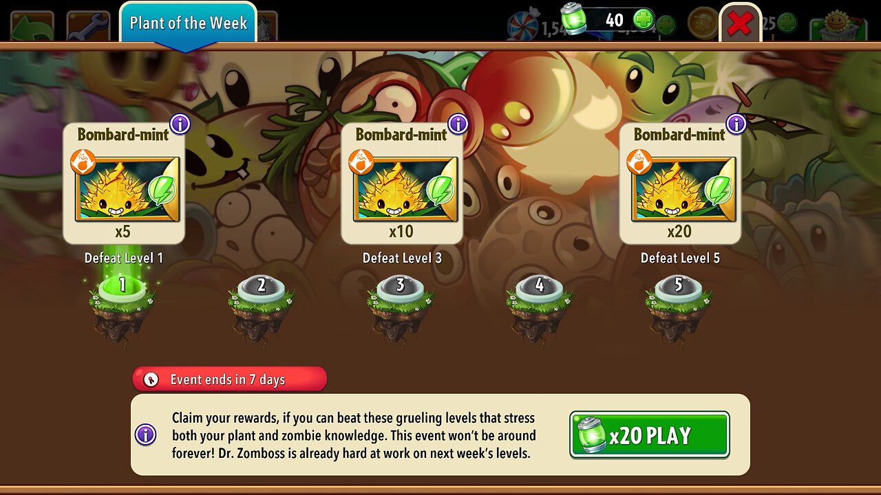 Plants vs Zombies 2 - Plant of the Week - Bombard-Mint - November 2024