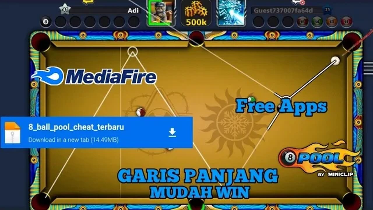 GARIS PANJANG OTOMATIS 8 Ball Pool No Root