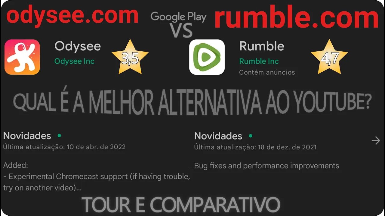 #Odysee VS #Rumble - tour e comparação entre os dois