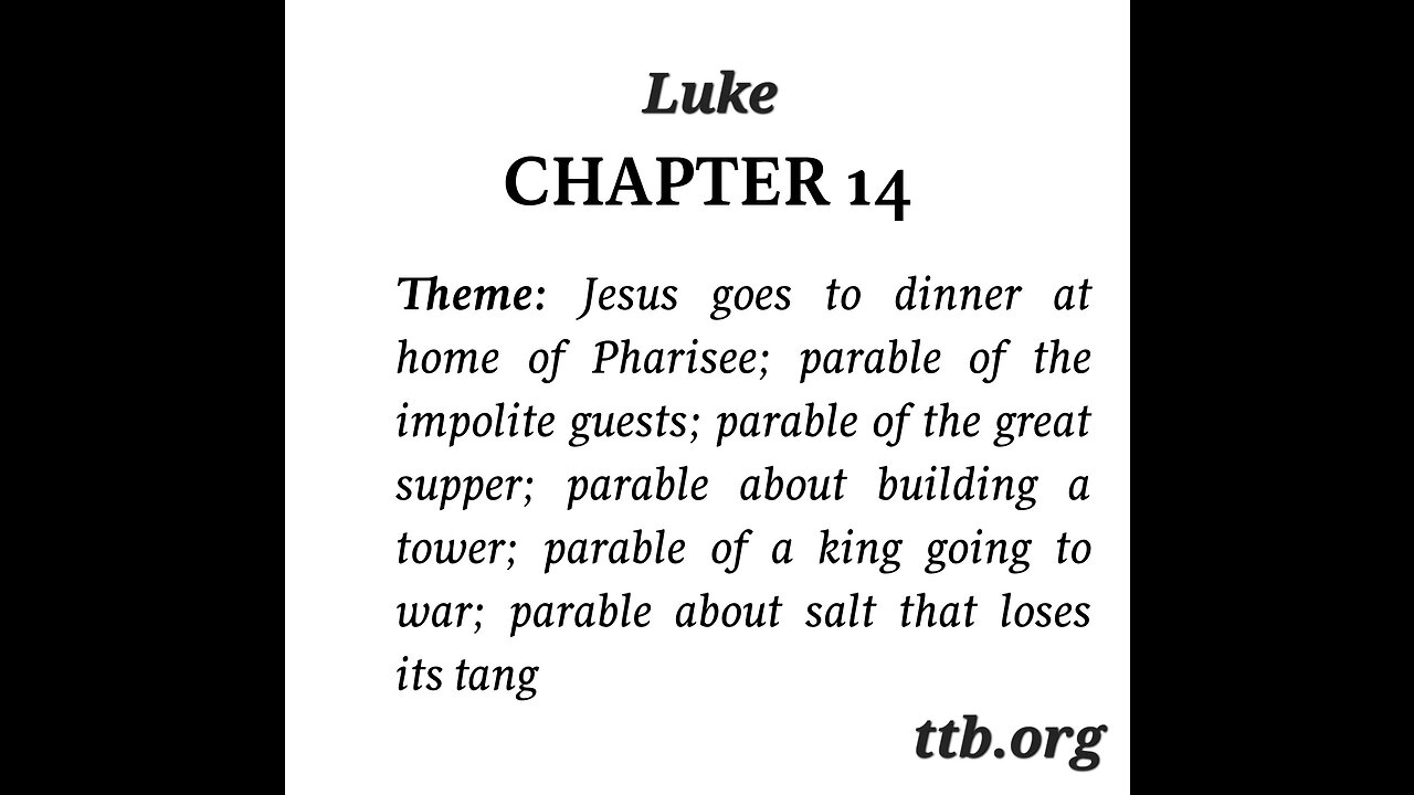 Luke Chapter 14 (Bible Study)