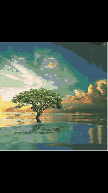 REFLECTIVE TREE Cross Stitch Pattern by Welovit