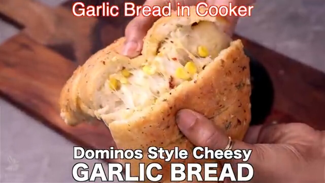 Dominos Style Cheesy Garlic Bread Recipe in Pressure Cooker No Oven Cheese Garlic Bread Sticks