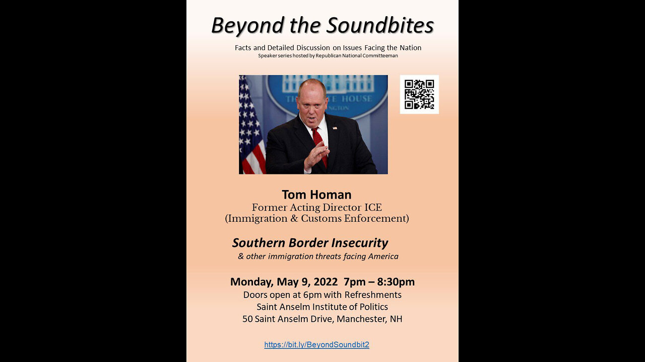 Video 1 "Beyond the soundbites" on national security,crime,border security&immigration by Tom Homan