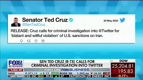 CRUZ CALLS OUT TWITTER for violating US Sanctions on Iran, Calls for Criminal Investigation