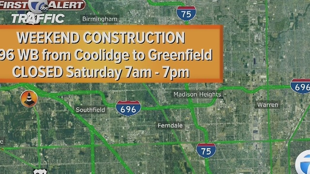 Westbound I-696 closing in Oakland County on Saturday, eastbound on Sunday