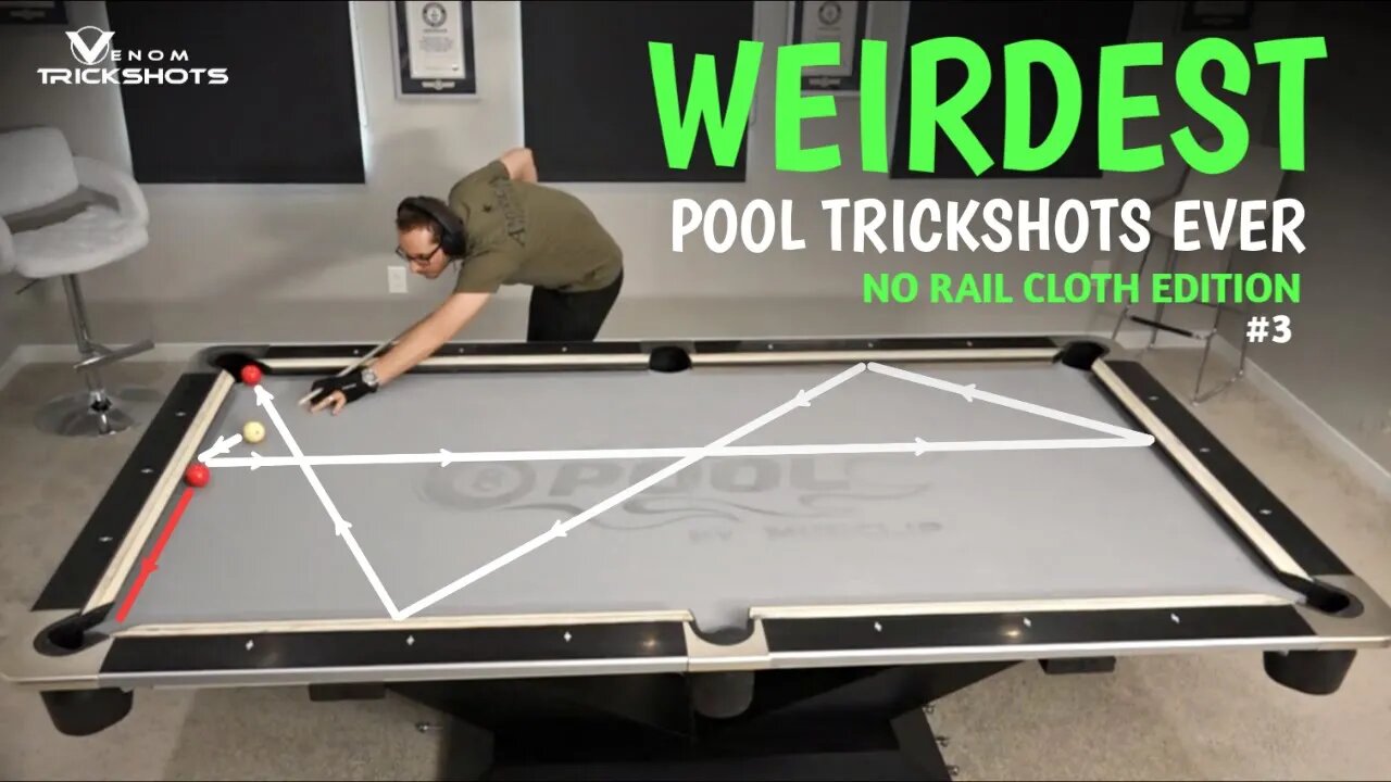 WEIRDEST POOL TRICKS EVER??! -- No Rail Cloth Billiards #3 with Venom Trickshots