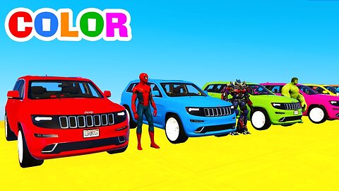 COLOR SUV CARS Transportation in Spiderman Cartoon w Colors