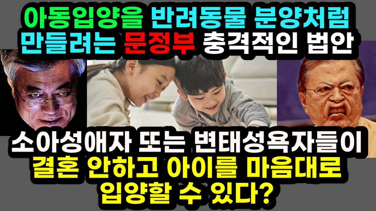 [#480] 아동입양을 반려동물 분양처럼 만들려는 문정부 충격적인 법안 - 소아성애자 또는 변태성욕자들이 결혼 안하고 아이를 마음대로 입양할 수 있다