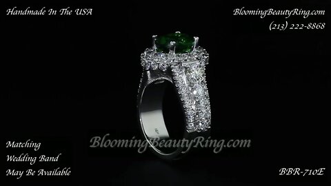 BBR 710E Diamond Engagement Ring With Oval Emerald Center By BloomingBeautyRing.com
