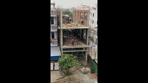 Burmese Man Power Building a House