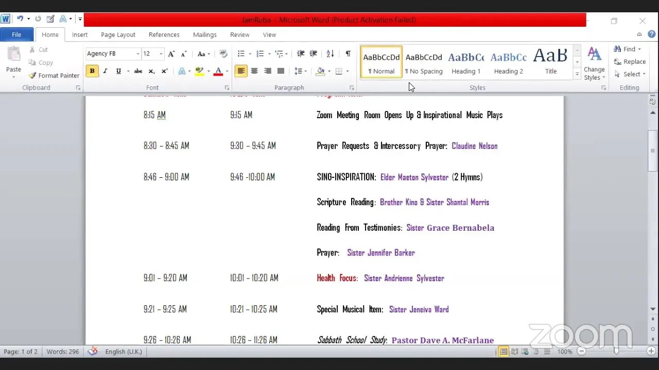 TOPM Ministry's Sabbath School Health Presentation